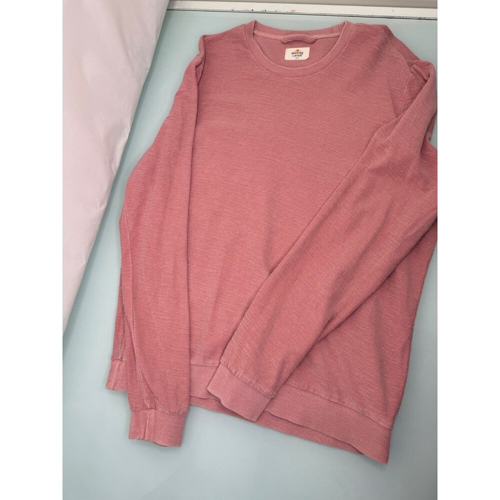 Marine Layer Men Sweatshirt Textured Pullover 100% Cotton Large L
